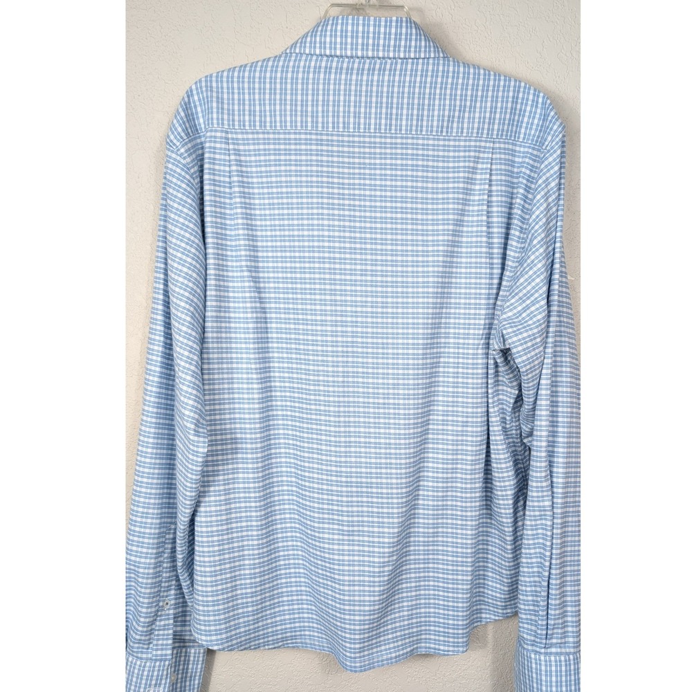 Savannah Button Down Shirt Mens XL Blue White Check Tencil Blend Long Sleeve - Picture 3 of 6